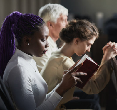 a woman praying